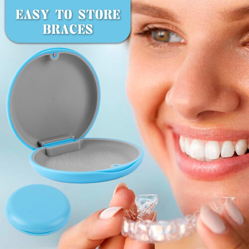 GWAWG Retainer Box Aligner Case Silicone Retainer Case Orthodontic (Blue) 2