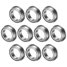 M METERXITY 10-Pack F6700ZZ Flanged Ball Bearing, 10mm x 15mm x 4mm Double Metal Shielded Z1 Chrome (GCr15) Steel Flange Rip Bearings for Wheelbarrow