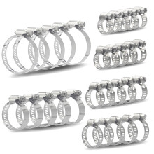 BESTYCHAO 30pcs Hose Clips Stainless Steel Hose Clamps Assorted,6 Sizes 6-51mm Pipe Clamps for Plumbing, Automotive and Mechanical (Silver)