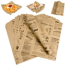 HAGOT 200PCS Greaseproof Paper Sheets, Wrapping Oil Proof Papers, Retro Newspaper Printing Style Food Wrapping Papers, Suitable for Burger Bread Sand