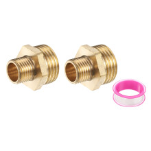 PATIKIL Brass Pipe Fitting, 2Pcs 1/4" BSP Male x 1/2" BSP Male Thread Connector Brass Hex Nipple Reducing Coupling Connector for Gas Water Refrigerat
