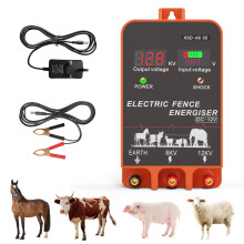 Trsaow Electric Fence Energiser 12V 2J, 10 km Range,IP44 Electric fence posts, Electric Fence Tester Insulators, Weatherproof Kit for Horses, Cattle,