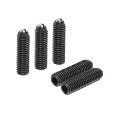 sourcing map 5pcs Screw Thread Ball Plunger M10 x 35mm High Carbon Steel Hex Socket Spring Plunger Ball for Lubrication Pneumatic Tools, Black