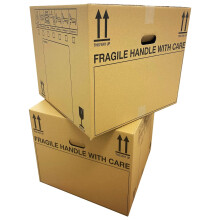 10 Extra Large Cardboard Boxes - with Carry Handles (53cm x 53cm x 41cm 115 Litres). For Removals, House Moving, Packing, or Shipping. Includes Room