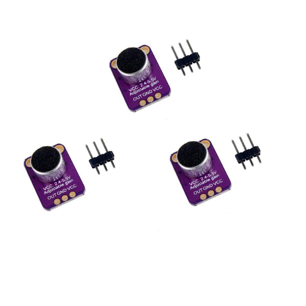 Dollatek 3Pcs Electret Microphone Amplifier Max4466 Module Adjustable Gain Blue Breakout Board For Arduino 89678152