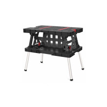 KETER 249137 Folding Workbench Portable Painted Tool Table with Integrated Handle 53 x 83 x 75.5 cm, Red-black