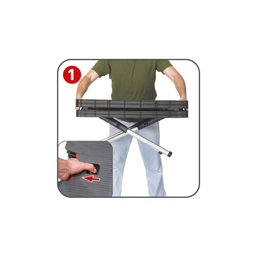Keter KETER 249137 Folding Workbench Portable Painted Tool Table with Integrated Handle 53 x 83 x 75.5 cm, Red-black 1