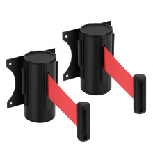 Flexzion Crowd Control Retractable Belt Barrier - 10Ft 3m Wall Mounted Safety Barrier Belt, Queue Line Dividers with Nylon Rope Belt & Sturdy Steel R