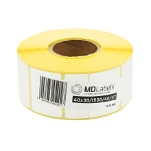 MD Labels White Thermal Labels on a roll 40 x 30 mm 1500 pcs Permanent Adhesive for Barcode White Adhesive Labels for Labelling