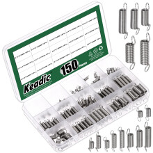 Keadic 150Pcs 15 Sizes Stainless Steel Extension Spring Assortment Set, 0.3/0.4/0.5/0.6/0.7/0.8mm Wire Diameter Small Mechanical Springs for Shop and