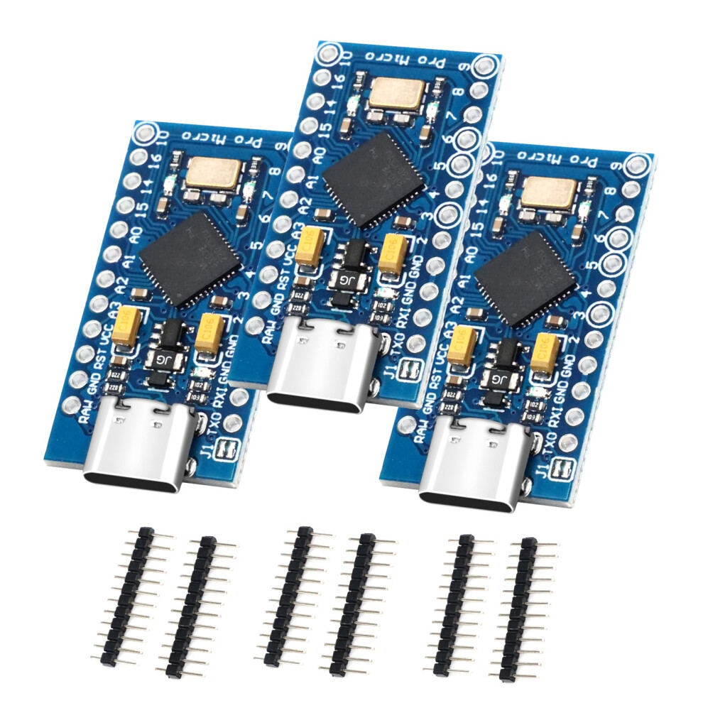Pro Micro With 32U4 Chip Development Board Binghe 3 Pcs Pro Micro 5V/16Mhz Microcontroller Development Board With Built-In Usb Updater Type-C Interfa 58859476