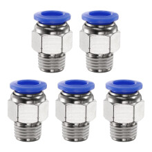 sourcing map 5pcs Push to Connect Fitting 10mm Tube OD x 1/4" NPT Thread Male Straight Quick Connector Copper Air Line Hose Fittings for Industry Air