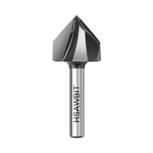 hsawbit Chamfer Router Cutter Bit, 1/4 Inch Shank, 25.4mm Dia. and 20.7mm Cut Height, 45 Degree V Groove Two Flute Tungsten Carbide Tipped