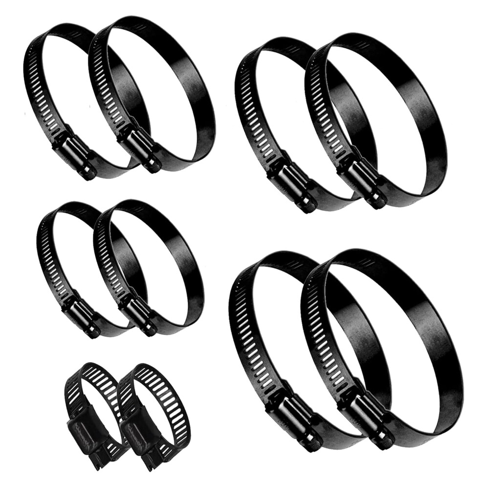 Bestychao Worm Gear Hose Clamps Assortment Kit 10Pcs, 1/2/3/4/5 Inch (16-127Mm) Adjustable 304 Stainless Steel Pipe Clamps For Air Ducting, Dryer Ven