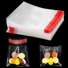 600pcs Clear Cellophane Bags Small Sealable Plastic Bag Self-Adhesive Transparent Cellophane Bags 6x8cm OPP Flat for Biscuits Sweets Chocolate Jewell