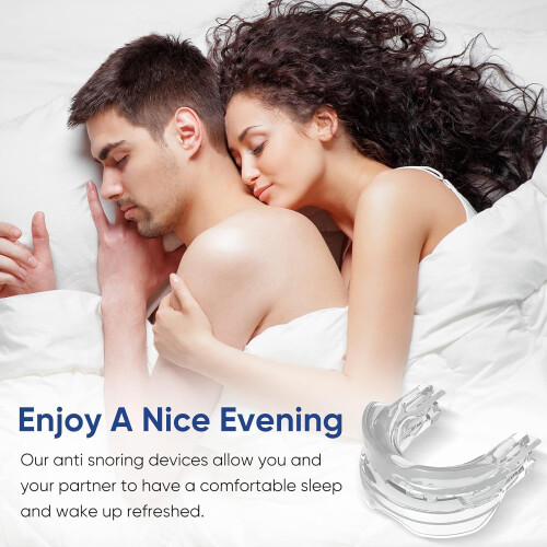 Anti Snoring Device, Stop Snoring Solution Snore Guard Stop Device, Reusable & Comfortable (White) 1