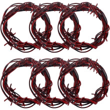 49 Foot Fake Rusted Barbed Wire Decoration 15m Plastic Barb Wire Easy to Bend Outdoor Garden Security Fence Fencing Anti-Cat Fox Bird Deterrent Spike