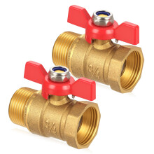 2 Pcs Brass Ball Valve, 3/4 Inch Ball Valve Male x Female, 3/4" IG/AG Valves with Lever Handle for Water Pipes Faucets