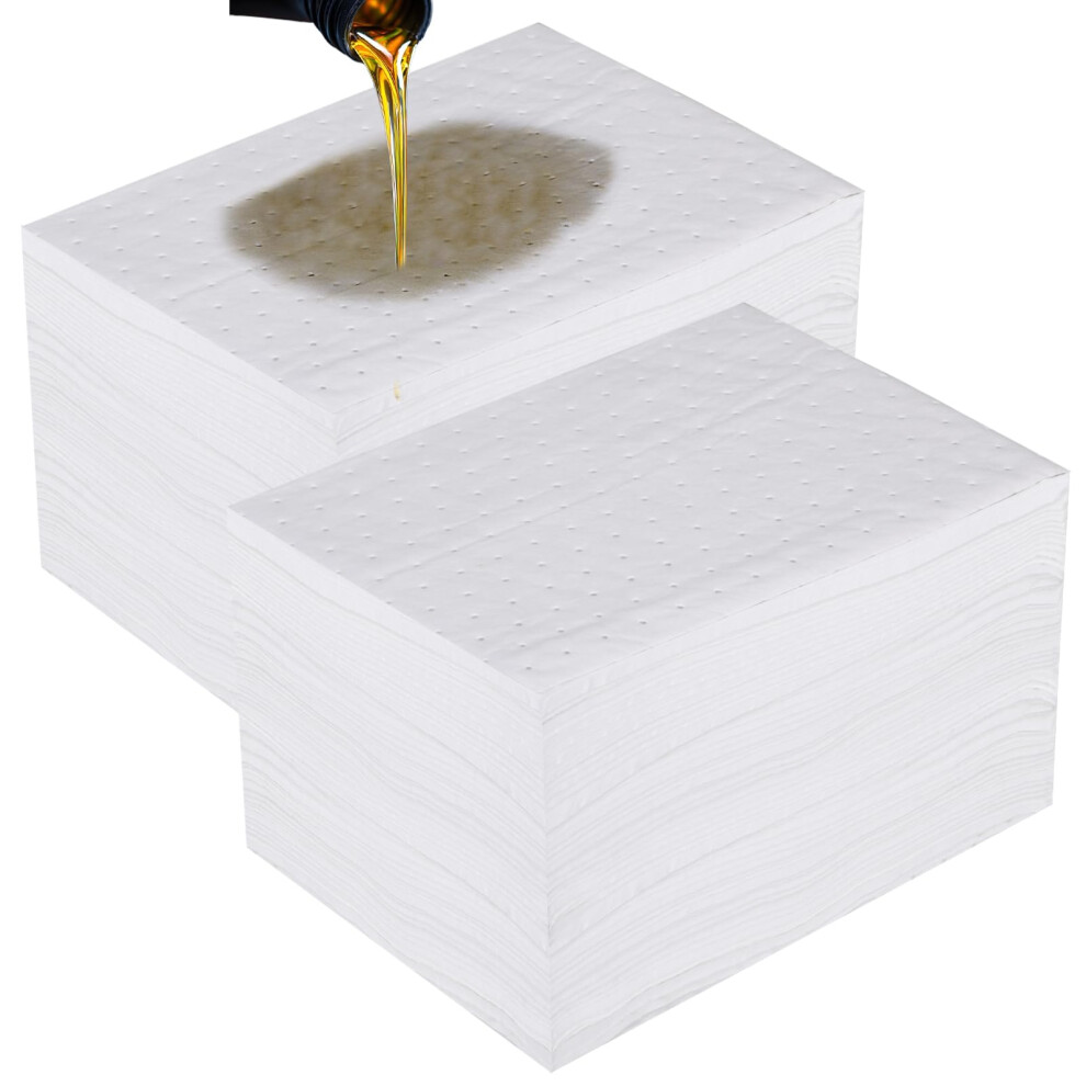 50Pcs Spill Absorbent Pads 25 X 33Cm 2Mm Heavyweight Oil Absorbing Mats, Absorbing Heavy Weight Oil-Only Absorbent Mat Pad For Workshop Garage A White 31380102