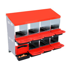 6-Compartment Heavy Duty Chicken Nesting Box | Automatic Roll-Away Egg Collection System | Galvanized Steel Wall Mount or Stand Hen Laying Box (Red,