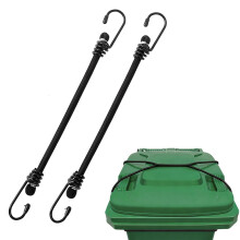 2 Pcs Wheelie Bin Locks, 100cm Heavy Duty Elastic Wheelie Bin Straps with Double Steel Wire Hooks Security for Windproof & Animal-Proof, Universal Bi