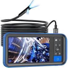 Teslong Dual Lens Endoscope Inspection Camera, 4.5 Inch Screen Borescope with Lights,16.5FT Semi-Rigid Waterproof Snake Camera, 32GB TF Card & Carryi