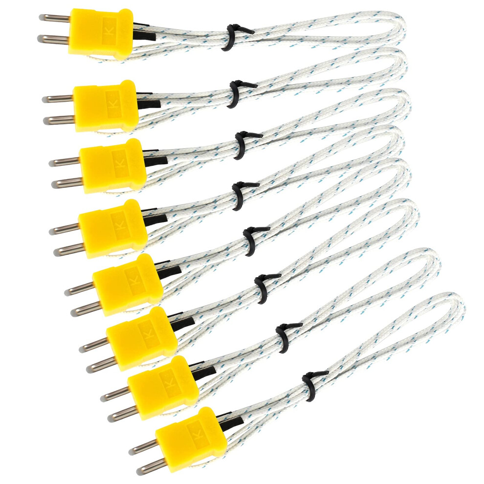 Haisheng 8Pcs 1M K Type Thermocouple Probe K Type Temperature Sensor Thermocouple Type K Wire K Type Connector Measure Range -50~400C