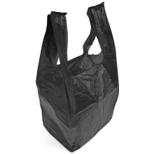 Box Of 2000 8'' x 13'' x 18" S2 Strong Hi Tensile Bottle Vest Carrier Bags Black Vest Style Plastic Carrier Bags Heavy Duty 20mu