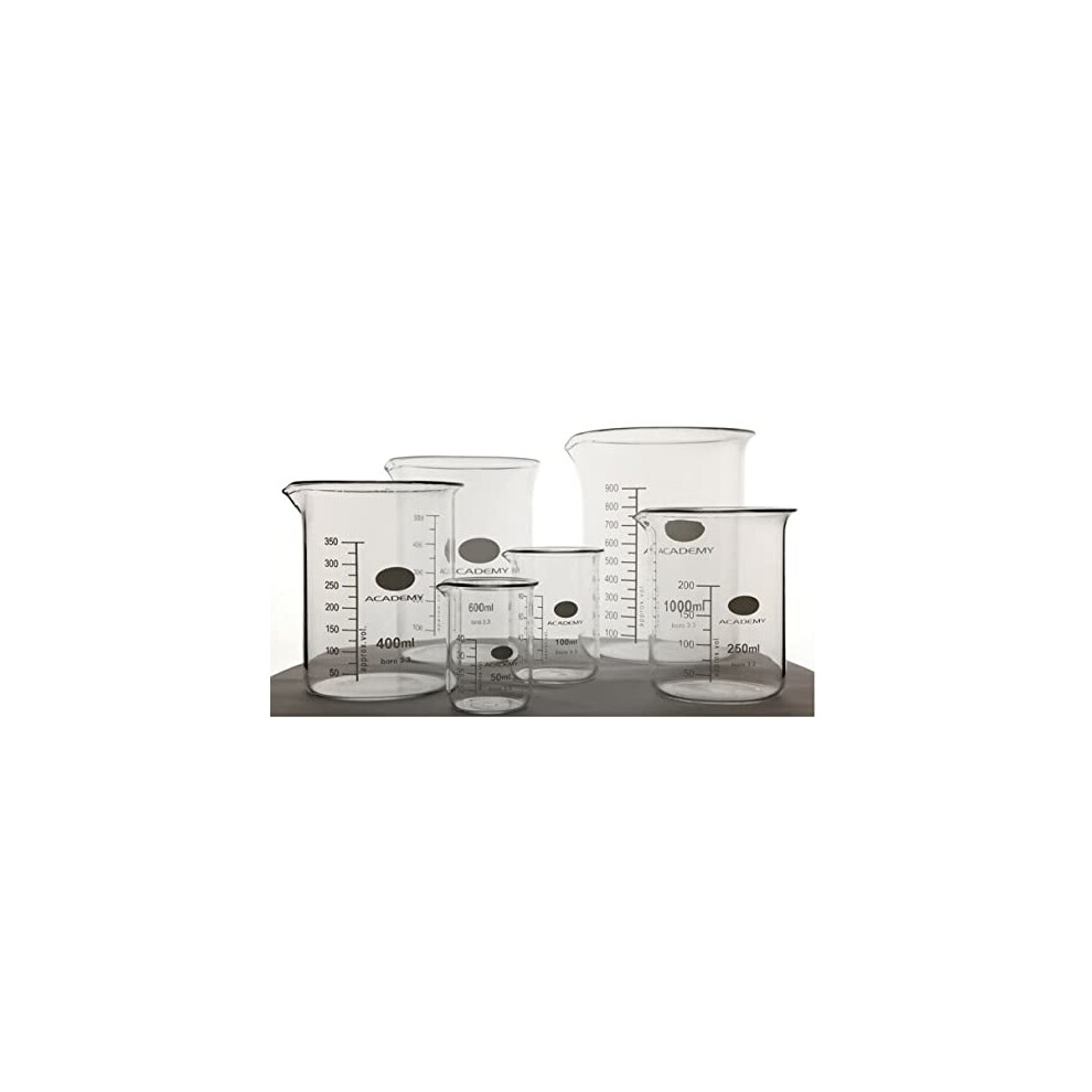 Proton Scientific Simax 2 Litre Glass Laboratory Beaker 2000Ml | 13 Different Low Form Lab Beaker Sizes | Available From 5Ml To 5000Ml | All Borosilicate 3.3 Glass