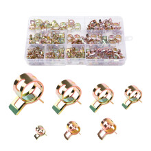 118Pcs Spring Hose Clamps, 7 Size Fuel Line Clips, 6-12mm Metal Fuel Line Clips, Water Pipe & Air Tube Clamps, Golden