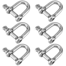 KOHAND 6 Pcs M10 D Shackle, 3/8 Inch Stainless Steel D Shape Ring Shackle with Screw Pin Anchor, Heavy Duty Clevis Marine Shackle Lock Clips for Rope