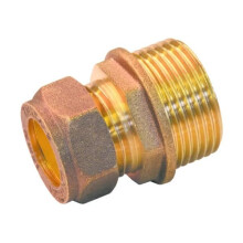 hep 15mm Compression by 3/4" BSP Brass Male Iron Coupler Straight Adaptors 15mm x 3/4" Male (Pack of 1)