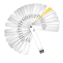 YCLFHOO 32 Pcs Stainless Steel Feeler Gauge,Blades Steel Feeler Gauge,Dual Marked Metric and Imperial,Imperial Gap Measuring Tool for Guitar/Spark Pl