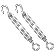 2 Pack M8 Stainless Steel Turnbuckles with Hooks, Adjustable Wire Rope Tensioners for Cables, Railings, Fences & Marine Rigging