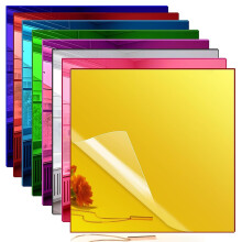 Wonninek 3mm Acrylic Mirror Sheets Laser Cutting Colored, 8Packs 20x20cm Glossy Laser Engraving Acrylic Blanks Panels, Cast Plastic Sheets for Photo