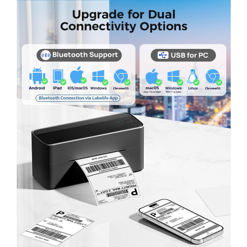 Phomemo New Bluetooth Thermal Label Printer with Label Holder, 4x6 Shipping Label Printer for Postage, Compatible with Android, iPhone, Windows & Mac 2