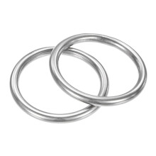 TIXIPEM 40mm Dia Metal O Rings [2Pcs] - 316 Stainless Steel 5mm THK Multi-Purpose Welded Round Rings Use for Crafts & Camping Belt & Dog Leashes - Se