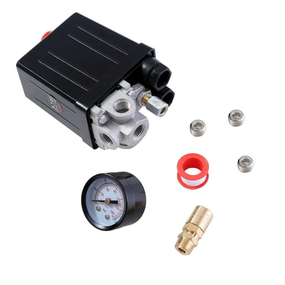 Orazio 4 Port Single Phase Air Compressor Pressure Regulating Switch + Gauge + Safety Valve + Screws 81485802