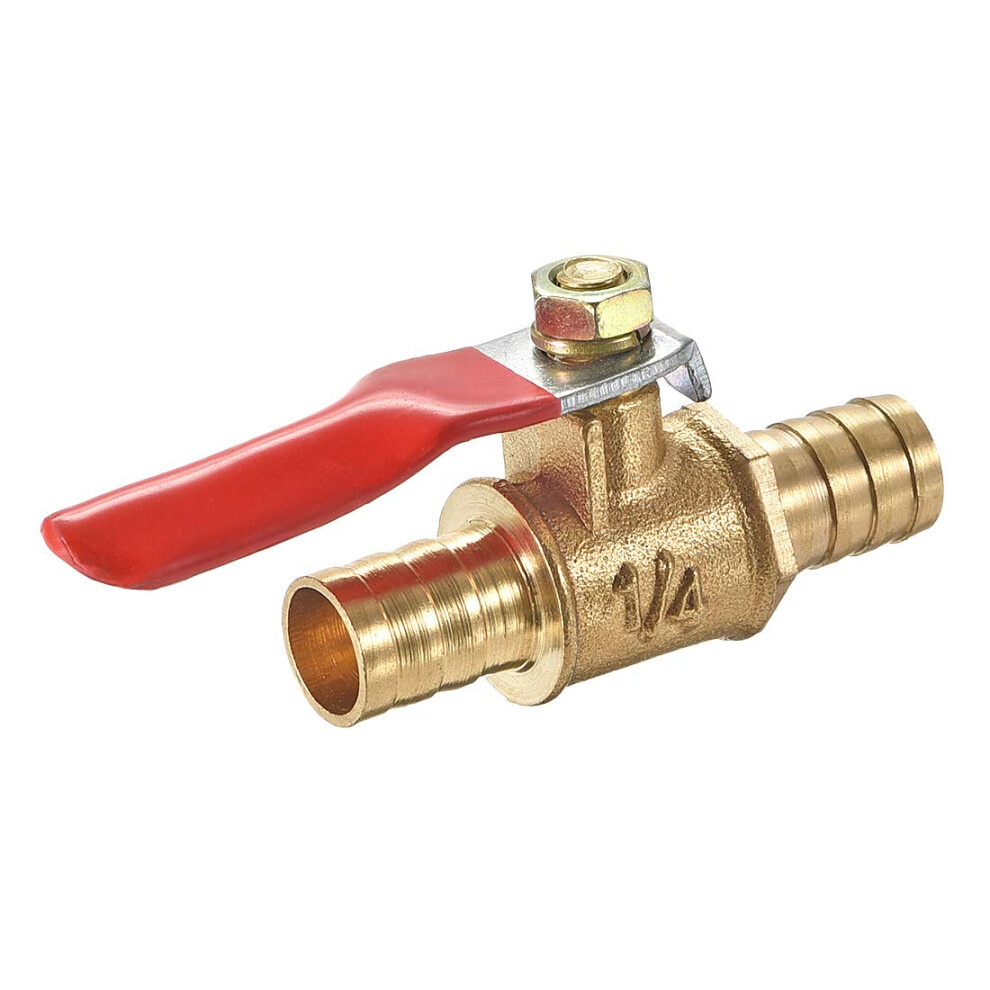 Uxcell Ball Valve Shut-Off Valve, 10Mm Hose Barb To 10Mm Hose Barb, Hose Pipe Tube Fittings, 180 Degree Operation Handle, Brass Valve, Pack Of 1 36081752