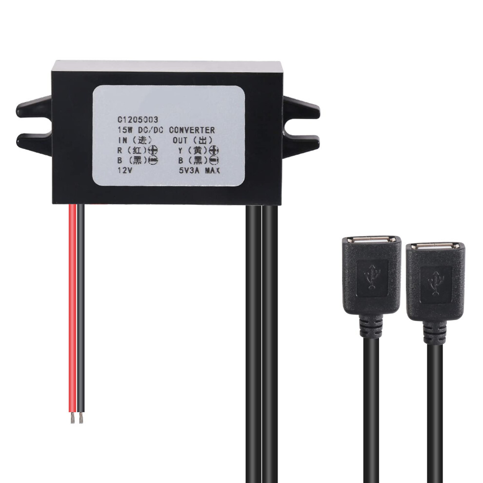 Dc Converter Module 12V To 5V 3A 15W Usb Converter Buck Regulator Step Down Car Power Converter With Double Usb Interface Output Power Adapter 59997146