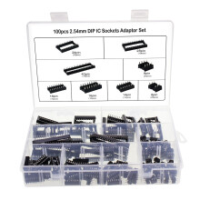 Aussel 100 Pieces 2.54mm Pitch Dual Row DIP IC Sockets Solder Type Adaptor Set 6, 8,14,16,18,24,28,40 Pin (100 Pieces 2.54mm)