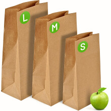 Brown Paper Bags - 250 Pack, Small 12 x 6 x 2.5 inches, 1.6kg Capacity, 70gsm Kraft Material, Takeaway Lunch Grocery Gifts