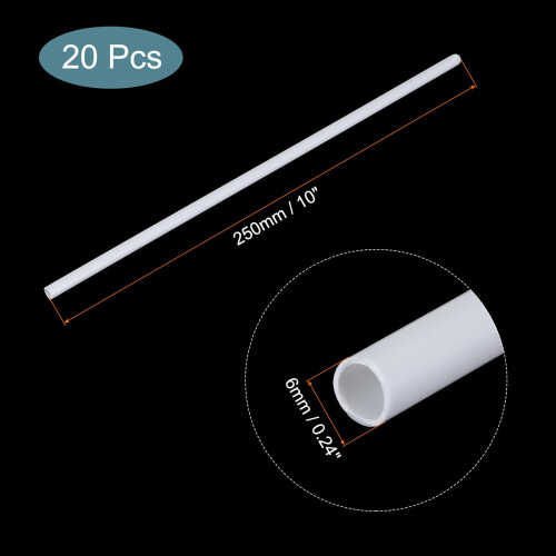 sourcing map 20pcs Plastic Model Tube ABS Round Tube 6mmx250mm White Easy Processing for Architectural Model Making DIY 1