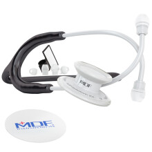 MDF Instruments, MD One Stainless Steel Premium Dual Head Stethoscope, Black Tube, Whiteout Chestpieces-Headset, MDF777WO11