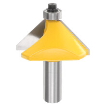 sourcing map 45 Degree Chamfer Router Bit 1/2 Inch Shank 0.9" Cutting Length Carbide Tip with Bearing for Woodworking Milling Cutter Tool, Yellow