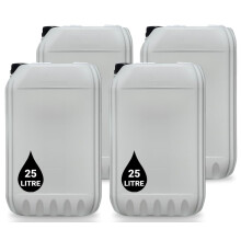 4 x 25L JERRY CAN - UN Approved Stackable Bottle Container + Tamper Evident Cap | Perfect for Storage of Water Liquids WHITE