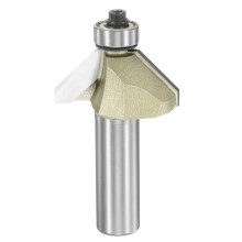sourcing map 45 Degree Chamfer Router Bit 1/2 Inch Shank 5/8" Cutting Edge Carbide Tip with Bearing for Woodworking Milling Cutter Tool, Gold