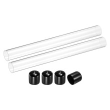 sourcing map 2Pcs Clear Rigid Acrylic Pipe, 24mm(0.94") ID x 30mm(1.18") OD 12" Round Polycarbonate Tube Plastic Tubing with Rubber Caps for Plumbing