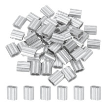 sourcing map 50Pcs Aluminum Crimping Loop Sleeve, 6mm 1/4" Double Ferrule Wire Crimps M6 Cable Crimp for Wire Rope and Cable Crimps, Clamps Line Rope