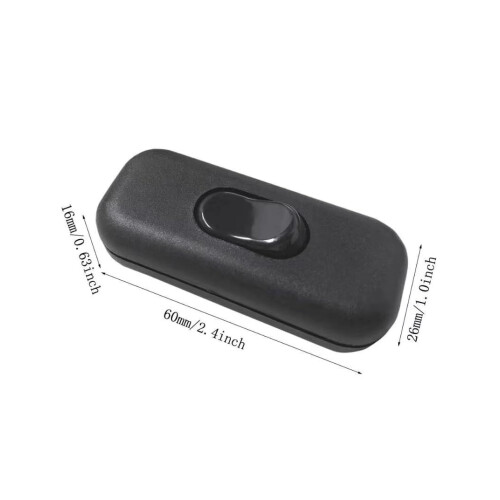 6A- Black Button Double Pole Cord - Black Switch for Desk Lamp - Light - Electrical - Small Appliances - 250V - 1 Pack 2